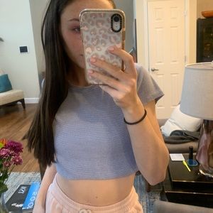 Brandy Melville blue and white striped t shirt